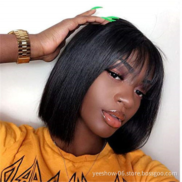 Short Straight Blonde machine made  Wigs For Black Women natural Cuticle Aligned Human Hair Wig natural BOb Wigs